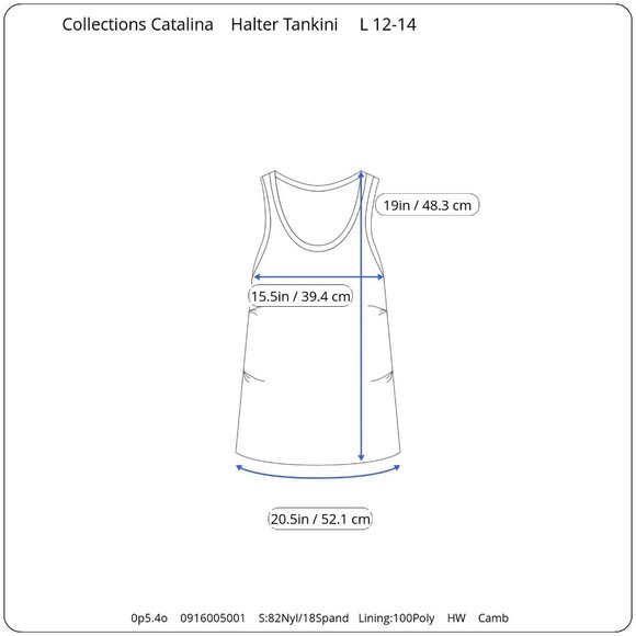 Collections by Catalina Womens Tankini Top Swimsuit L 12 14 Wired Padded Bra - Picture 10 of 10